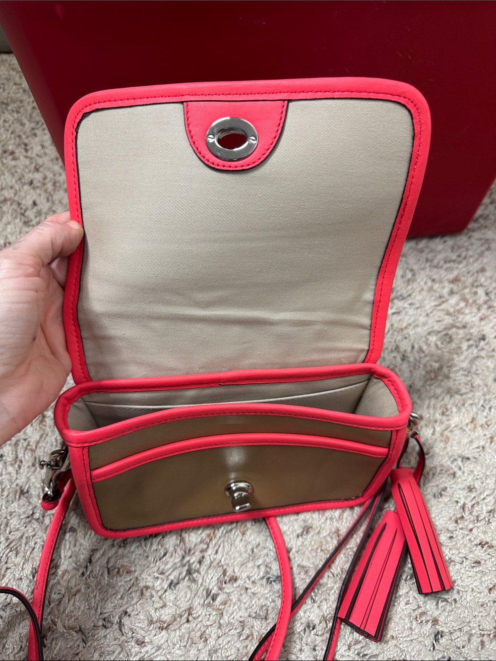 Coach legacy archive crossbody purse bag tab and bright pink leather - Picture 7 of 11